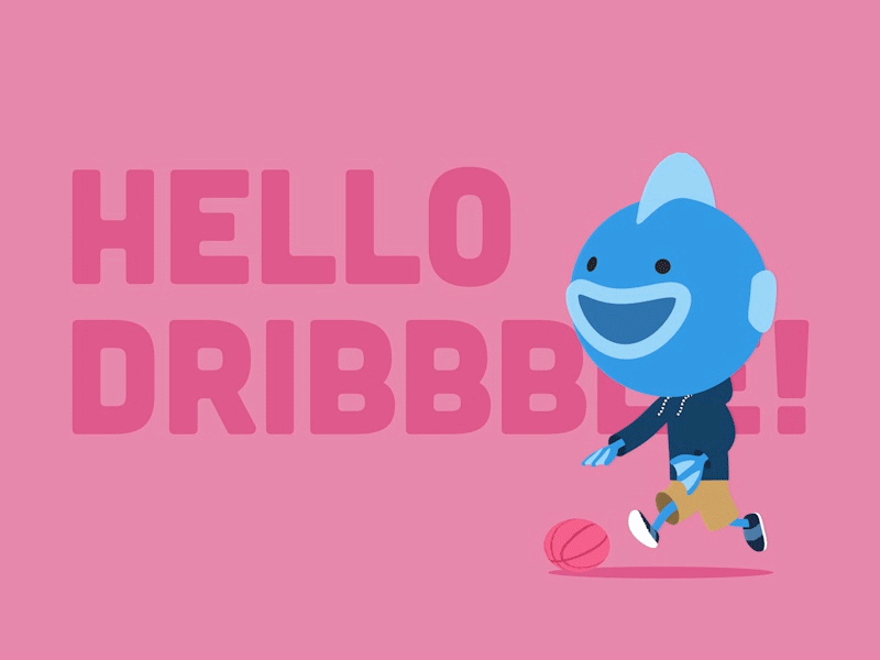 Hello Dribbble! 2d animation c4d cinema 4d first shot fishboy gif hello dribbble lizardfei motion design motion graphics sketch and toon