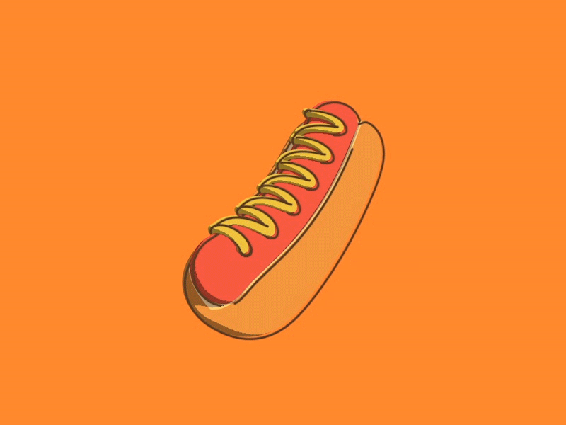 Grab A Bite! 2d animation c4d cinema 4d food gif hot dog lizardfei motion design motion graphics mustard sketch and toon