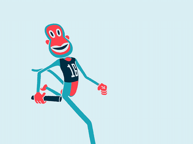 The Relay animation c4d character cinema 4d gif lizardfei monkey relay running sketchandtoon sports