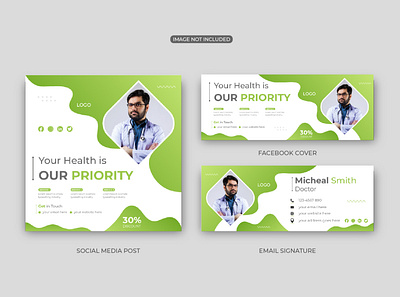 Medical social media post with Facebook cover and email signatur medical facebook cover