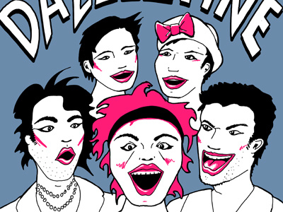 Dazzletine Poster gig glam rock hand drawn poster