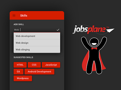 Jobsplane for Android android dropdowns forms gray grey jobs material material design mobile red ui ux