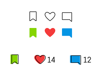 Bookmark, love and comment! bookmark comment iconography icons like love minimal overprint social subscribe