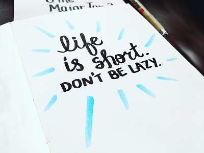 Don't be lazy blue brush brush pen font lettering manual paint type