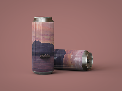 Leftcraft Crowler beer beer can brewery can design crowler crowler can drawing ferry illustration illustration art mountains procreate sunset