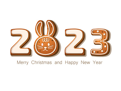 Merry Christmas 2023 ! 2022 2023 2d banner branding bunny card christmas decorations design flat gingerbread graphic design hello december house illustration new year rabbit tree vector