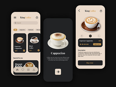 UI UX Coffee Online app design ui ux vector
