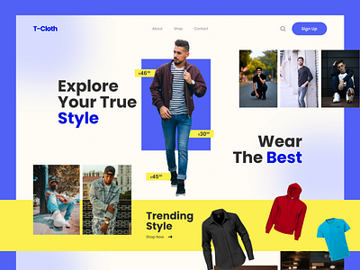 Website Design: T Cloth UI Landing Page app branding design graphic design logo ui ui design ui ux uidesign uiux ux uxui vector visual design web web design webdesign website website design white