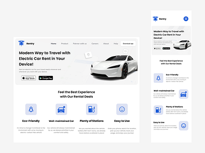 RenTry Web Design & Responsive web car design electric car ui ux web design