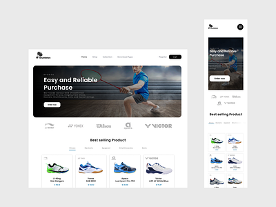 Shuttleton Web Design & Responsive Web badminton design rackets shoes ui ux web design