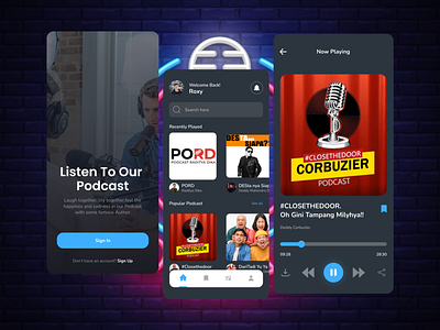 PEY (Podcast everyday) Podcast Application app design mobile podcast ui ux