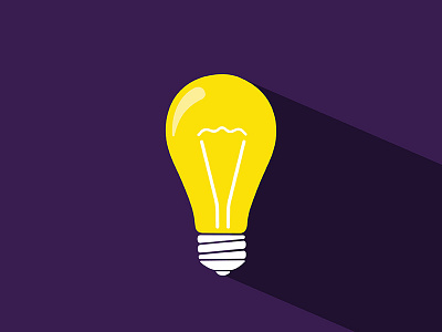 Lightbulb On Purple icon illustration light bulb long shadow vector