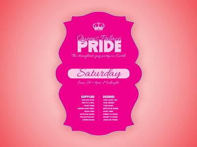 Gay Pride Party Flyer gay gay pride minneapolis pride pride design queens palace tcpride twin cities pride