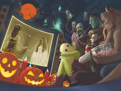 Halloween vibe 2d art halloween illustration