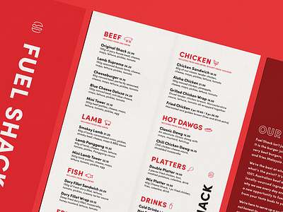 Fuel Shack menu design