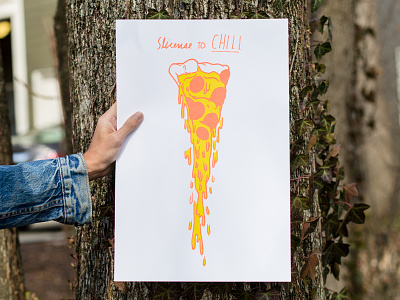 Slicense To CHILL chill drawing drips illustration pepperoni pizza pizza poster