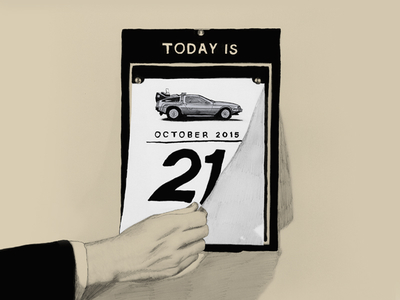 Back to the Future Day back to the future day bttf2015 calendar delorean drawing illustration poster