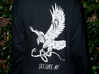 SECURE AF artwork black black and white design drawring illustration mailchimp eagle securitas maximus security zip hoodie