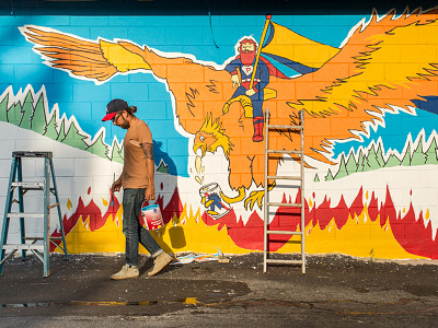 Cool Blue Rising atlanta colorful cool blue rising georgia mural pabst blue ribbon paint painting pbr