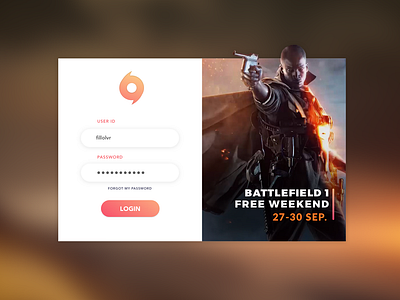 Origin Login Screen by Fill Oliveira on Dribbble