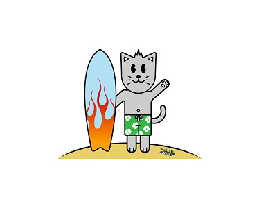 Surfer Cat branding design graphic design illustration logo mascot merch summer surf vector