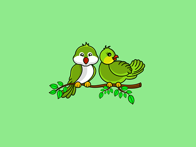 Birds couple animal birds cartoon cute cuteillustration cutelogo freelancing illustration logo mascot mascotlogo