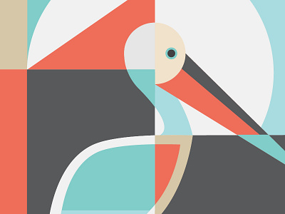 Australian Pelican geometric illustration mural pelican