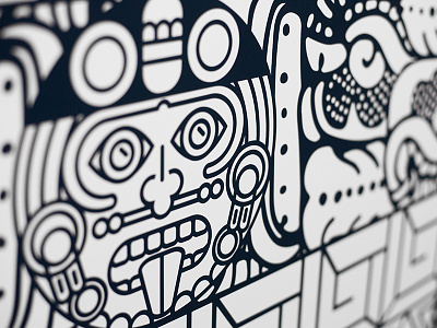 Mayan Coloring Mural 2 coloring illustration maya mayan mural