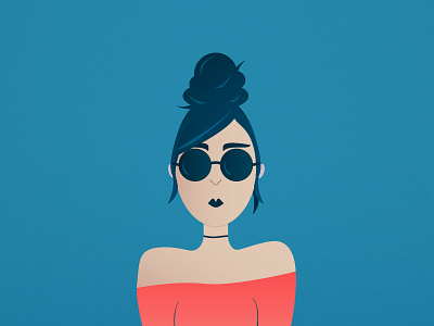 In a mood girl illustration mood sunglasses top knot