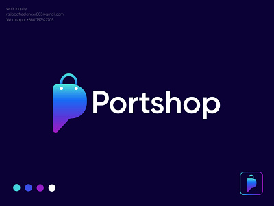 Portshop modern minimalist business logo design