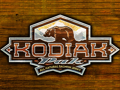 Kodiak Pak brand brown grizzley label wood