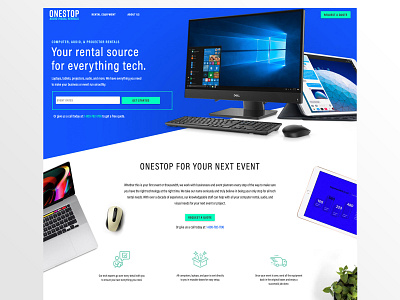 OneStopAV av rental branding interface landing page rental tech ui ux webdesign website