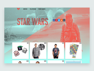 Movie-Tees.com website branding css design movies star wars ui ux web design website