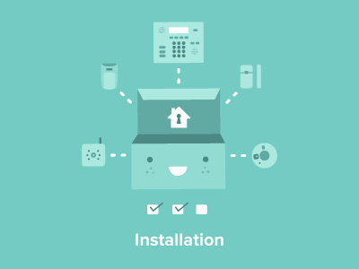 Installation flat design home security installation lines security equipment
