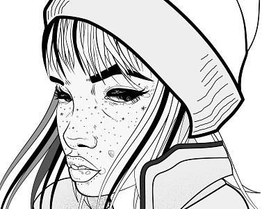 Portrait drawing face girl hat illustrator pencil tool portrait