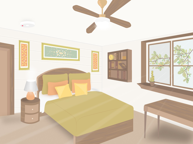 House Hacks perspective wood illustrator isometric green bedroom room house