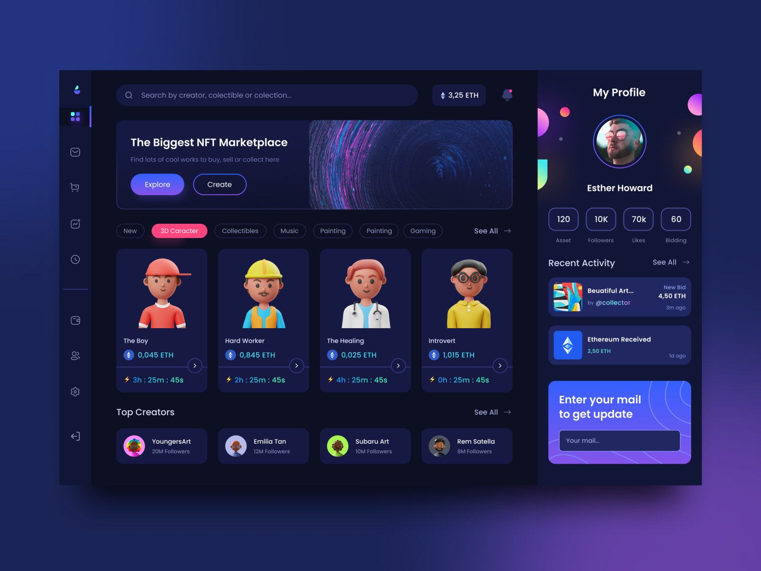 Dashboard ui NFT Marketplace by Dimas Dwi N on Dribbble