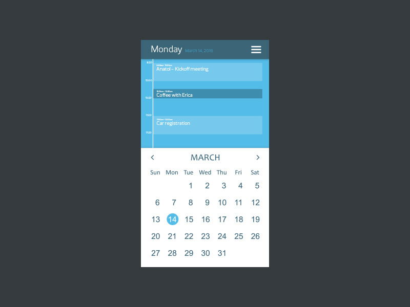 Calendar by Jason Bean on Dribbble