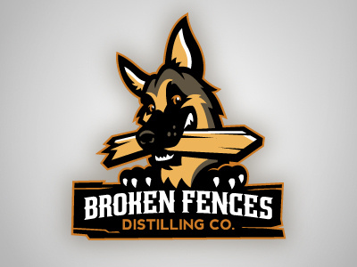 Broken Fences distilling co. dog german shepard