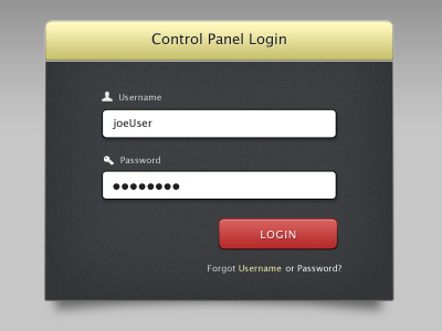 Control Panel Login control panel interface login