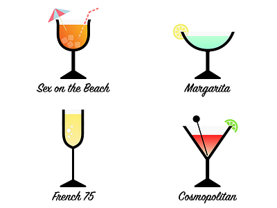 Cocktail Illustrations alcohol bar cocktails cosmopolitan drinks french 75 illustrations margarita sex on the beach