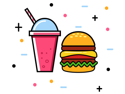 Burger & Shake burger food icons pink shake soda strawberry