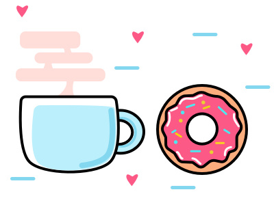 Policeman's Lunch blue coffee donut food icon pink sprinkles steam
