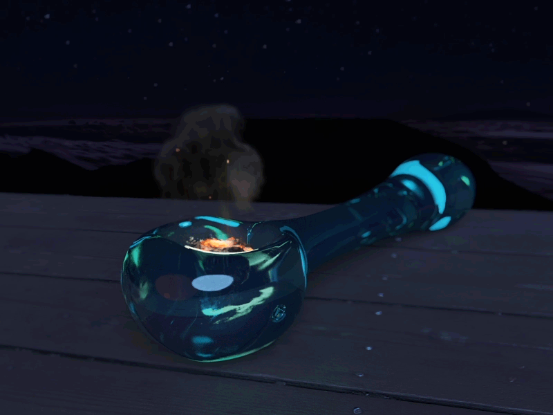 Smoking Bowl 3d animation cannabis fire glass marijuana modeling particle effect pipe render rendering smoke