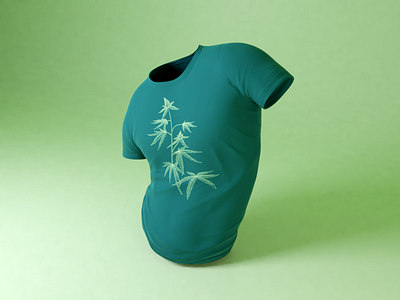 Illustrative Cannabis T-Shirt 3d blender botanical cannabis green illustration marijuana modeling plant render rendering tshirt