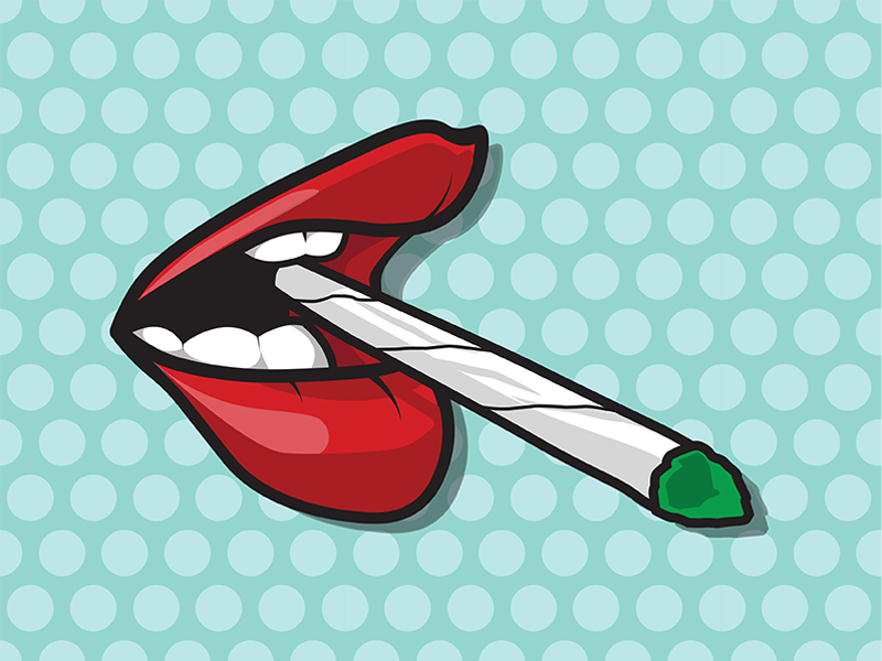 Pop Art Lips blunt cannabis illustrator joint lips marijuana pattern pop art retro sexy vector weed