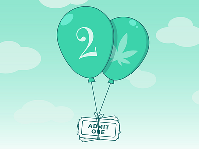 Two Invites 2 balloons cannabis clouds dribbble invite invitation invite play sky ticket tickets two