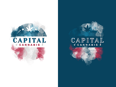 Capital Cannabis Logo america american flag badge branding cannabis logo oregon paint rebrand rebranding watercolor weed