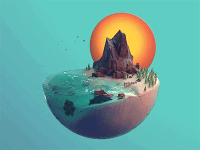 Little Sunset Animation 3d animation birds blender gif island ocean render sun sunset trees water