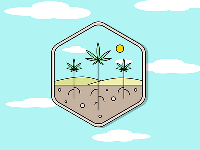 Grow Badge badge cannabis clouds farm farming grow growing marijuana sky sprout sun weed